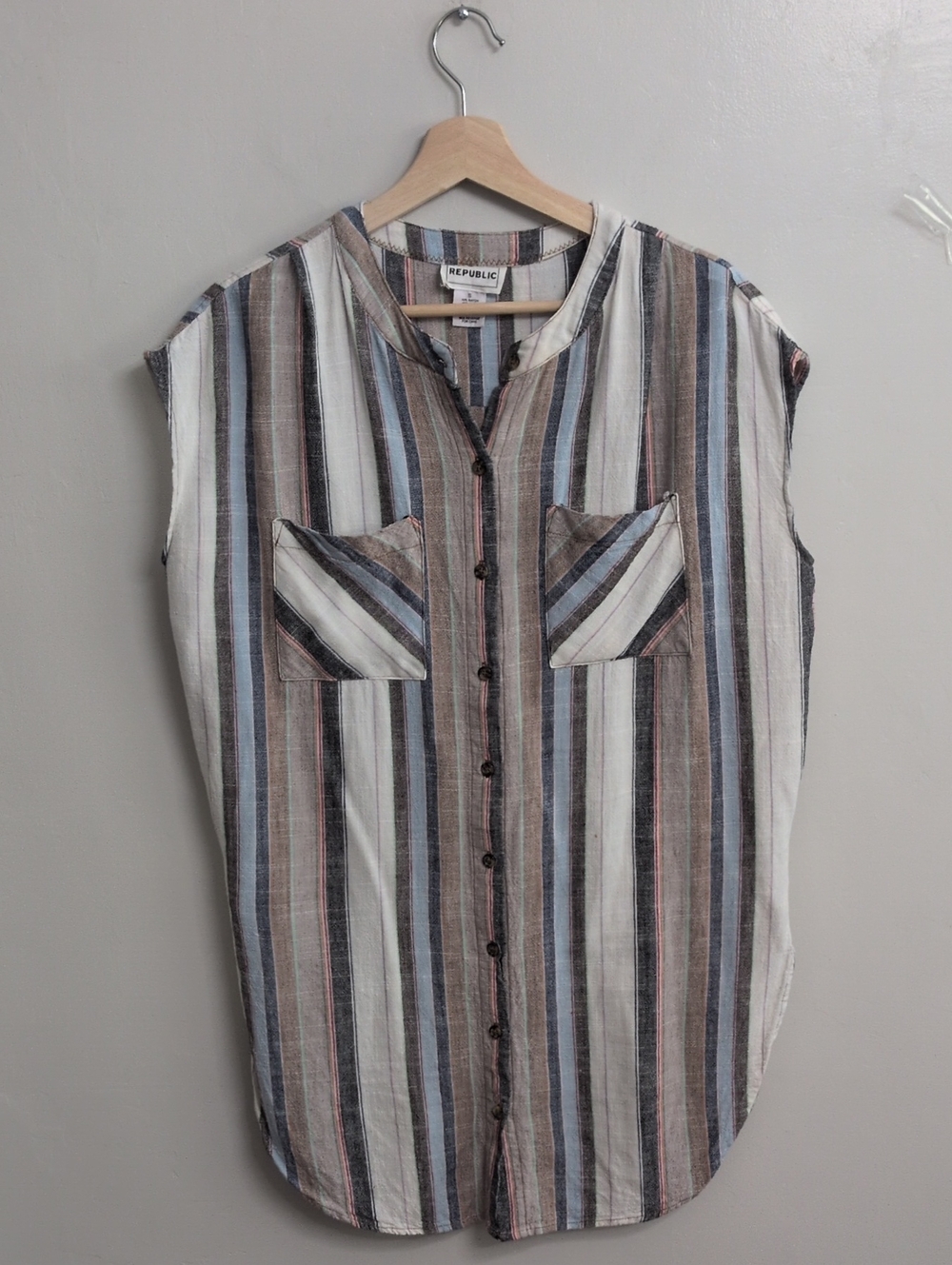 For The Republic Oversized Tunic Button Down Top